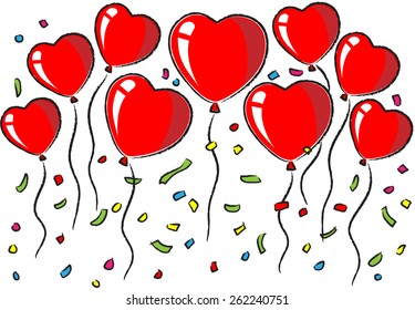 party heart shape balloons in red
