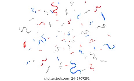 Party holiday blue, red and white color confetti and tinsel serpentine isolated elements design