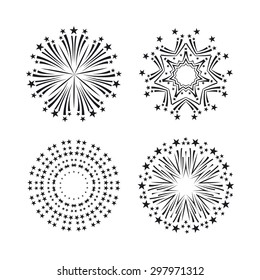 Party and holiday event firework icon flat set isolated vector illustration