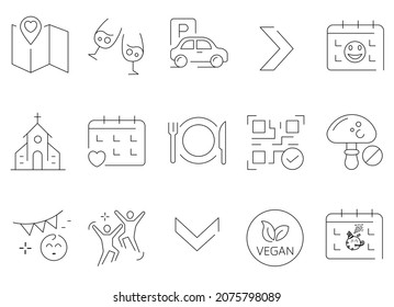 Party and holiday icon set. Vector line icons related to party and holiday