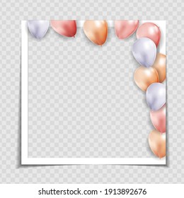 Party Holiday Photo Frame Template for post in Social Network. Vector Illustration