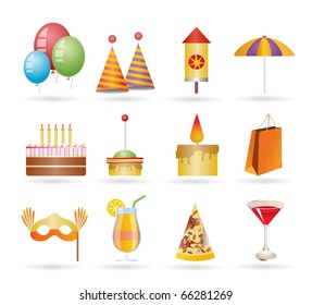 Party and holidays icons - vector icon set