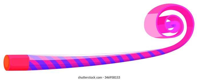 Party Horn In Blue And Pink Striped Illustration