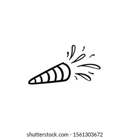 Party horn doodle icon vector hand drawing vector 