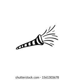 Party horn doodle icon vector hand drawing vector 
