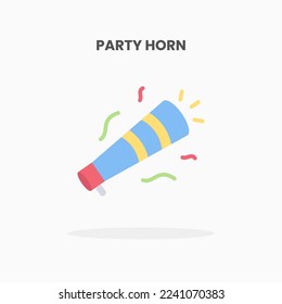 Icono del Cuerno de Fiesta. Ilustración vectorial sobre fondo blanco. Se puede usar para web, app, producto digital, presentación, interfaz de usuario y muchos más.