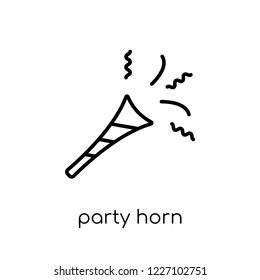 party horn icon. Trendy modern flat linear vector party horn icon on white background from thin line Birthday and Party collection, outline vector illustration