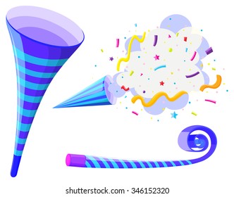 Party Horn And Pop Up Cone Illustration