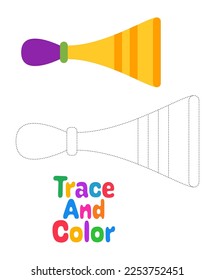 Party Horn tracing worksheet for kids