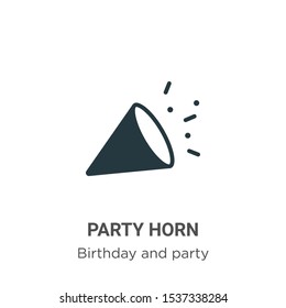 Party horn vector icon on white background. Flat vector party horn icon symbol sign from modern birthday and party collection for mobile concept and web apps design.