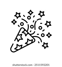 Icono de contorno de cuernos de fiesta, Ilustración vectorial