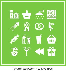 party icon. 16 party vector set. barn, bathing, drinking and candy icons for web and design about party theme