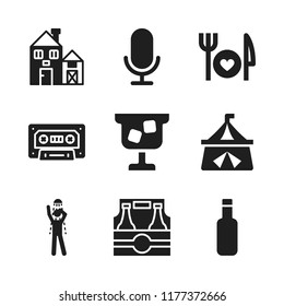 party icon. 9 party vector icons set. cocktail, restaurant and bottle icons for web and design about party theme