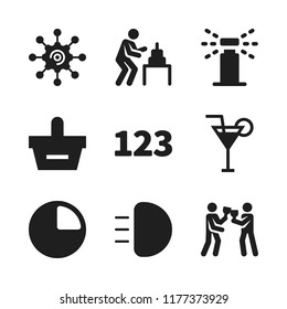 party icon. 9 party vector icons set. quarter, numbers and light icons for web and design about party theme