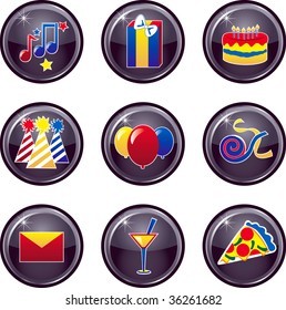 Party icon Buttons. Vector that can be used as web icons, buttons or anything else.