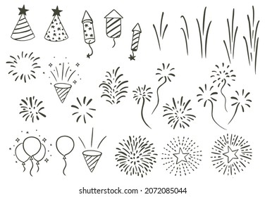 Party icon collection with firework.Vector illustration for icon,sticker,web design