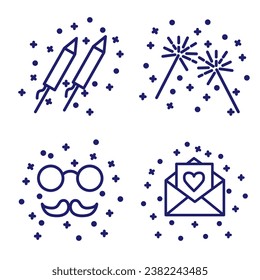 Party icon. Party Festival pack symbol template for graphic and web design collection logo vector illustration. Vector illustration. Editable Stroke. Eps 10. SET.