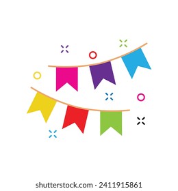 party icon flags garland vector icon. Bunting Icon Symbol.