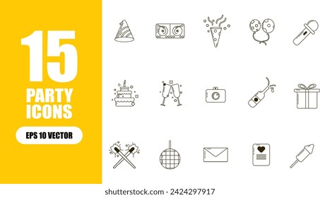 Party Icon Illustrative Collection Set