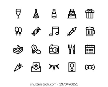 Party Icon Pack (20) - Line Style