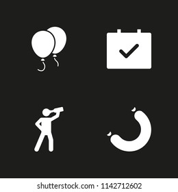 party icon set. balloons, drinking and sausage vector icon for graphic design and web
