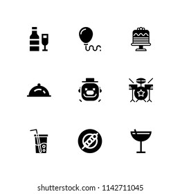 party icon set. cake, cocktails and soft drink vector icon for graphic design and web