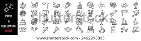 Party icon set. Celebration icon. Linear style. Vector illustration.