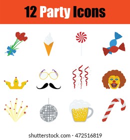 Party icon set. Color flat design. Vector illustration.