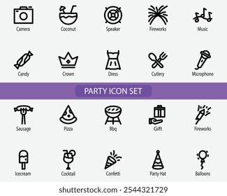 Party icon set element Line style
