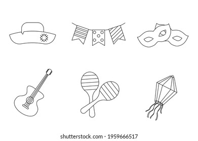 Party icon set for festa junina festival. Vector illustration EPS10