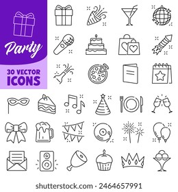 Party icon. Party icon set. Linear style.