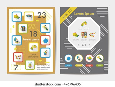 Party icon set with long shadow,eps10