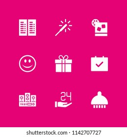 party icon set. menu, shower and hours vector icon for graphic design and web