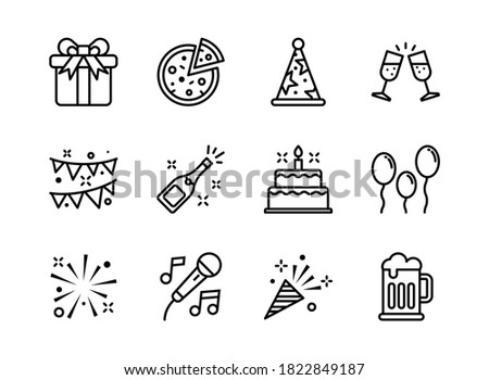Party icon set outline style. Symbols for website, print, magazine, app and design.