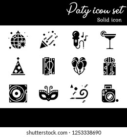 The party icon set. The solid icon and illustration.