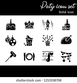 The party icon set. Solid icon and illustration.