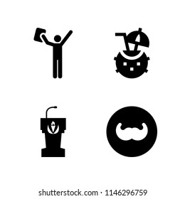 party icon set with stage, graduation and moustaches vector icons for web and graphic design