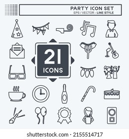 Party Icon Set. suitable for education symbol. line style. simple design editable. design template vector. simple symbol illustration
