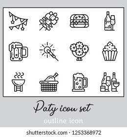 The party icon set. These are outline icon and illustration.