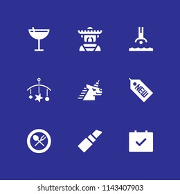 party icon set. unicorn, elegante and baby mobile vector icon for graphic design and web