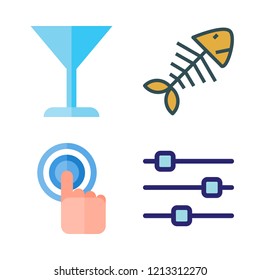 party icon set. vector set about tap, fishbone, cocktail and settings icons set.
