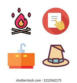 party icon set. vector set about witch, bonfire and tap icons set.