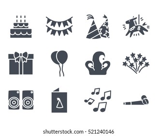 Party Icon Solid Glyph Pack Set Silhouette