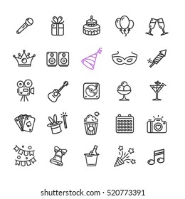 Party Icon Thin Line Set for Web Pixel Perfect Art. Material Design. Vector illustration