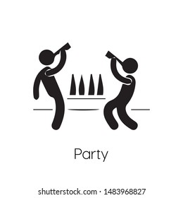 Party icon vector. Celebration symbol. Linear style sign for mobile concept and web design. Party symbol illustration. Pixel vector graphics - Vector.
