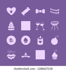 party icon. party vector icons set candy, cupcake heart, candles heart and beer bottle