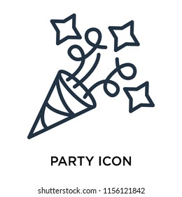 Party icon vector isolated on white background, Party transparent sign , thin pictogram or outline symbol design in linear style