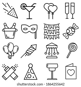 Party icon vector set. event. celebration illustration sign collection. birthday symbol. 
