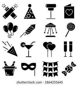 Party icon vector set. event. celebration illustration sign collection. birthday symbol. 