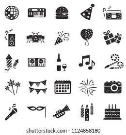 Party Icons. Black Scribble Design. Vector Illustration.